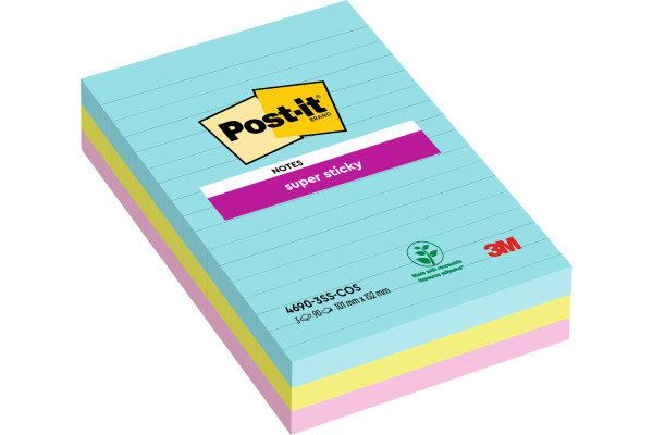 POST-IT Super Sticky Notes 152x101mm 46903SSCO Cosmic 3 Farben 3x90 Blatt