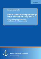 How to promote entrepreneurship within established companies? Human Resource Management and Corporate Entrepreneurship