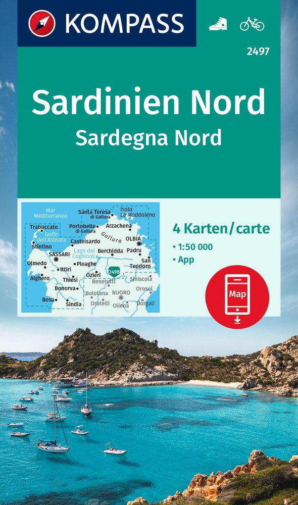 KOMPASS Wanderkarten-Set 2497 Sardinien Nord / Sardegna Nord (4 Karten) 1:50.000. 1:50'000