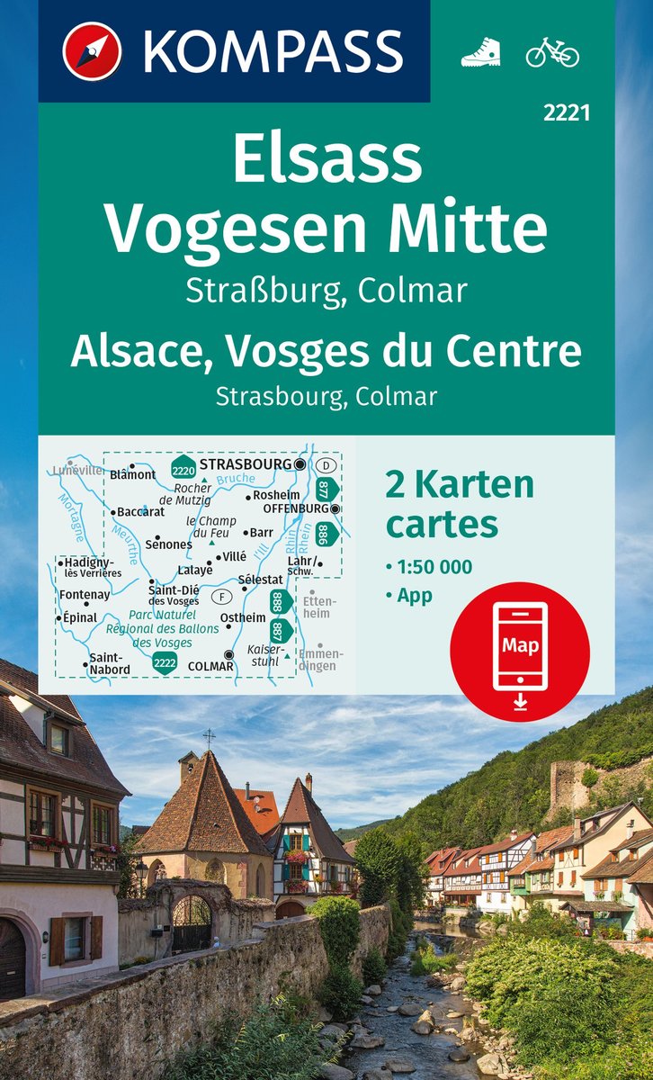 KOMPASS Wanderkarten-Set 2221 Elsass, Vogesen Mitte, Alsace, Vosges du Centre (2 Karten) 1:50.000. 1:50'000